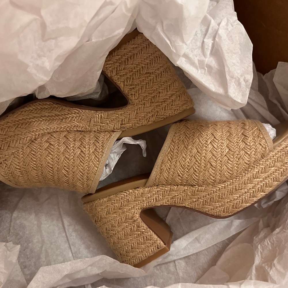ASOS Platform Mule in Natural, Woven Material